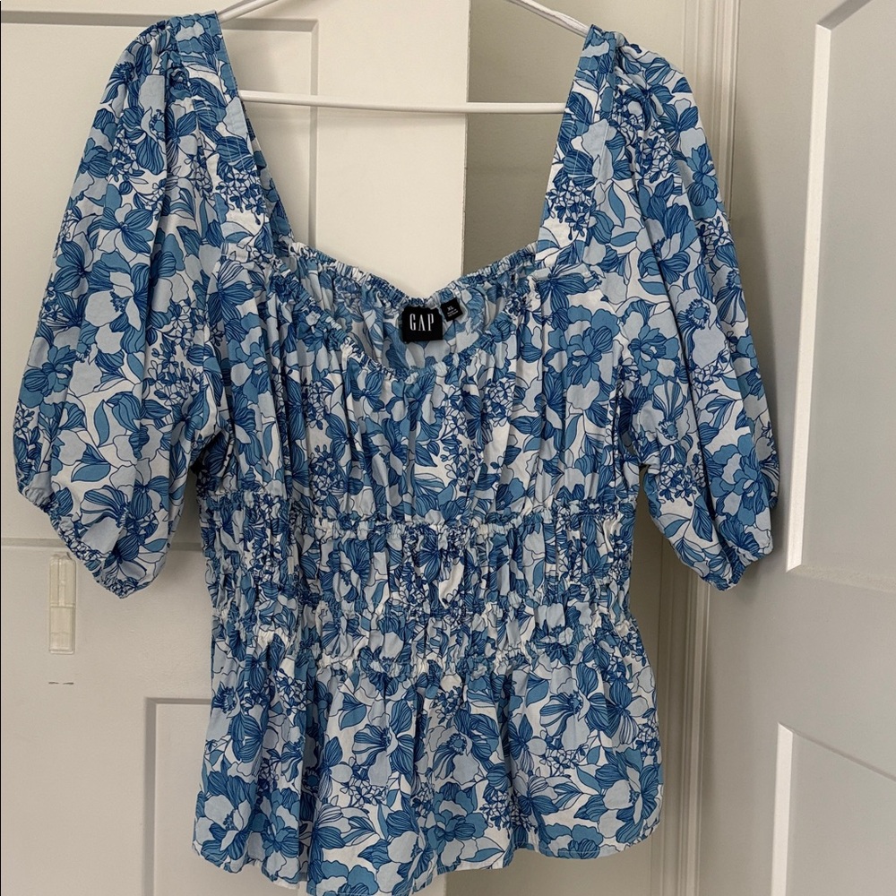 GAP Women's Cotton Blue Floral Top